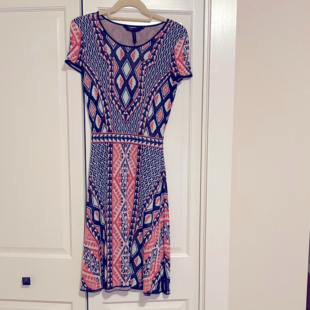 BCBGMaxAzria Red and Blue Knit Dress